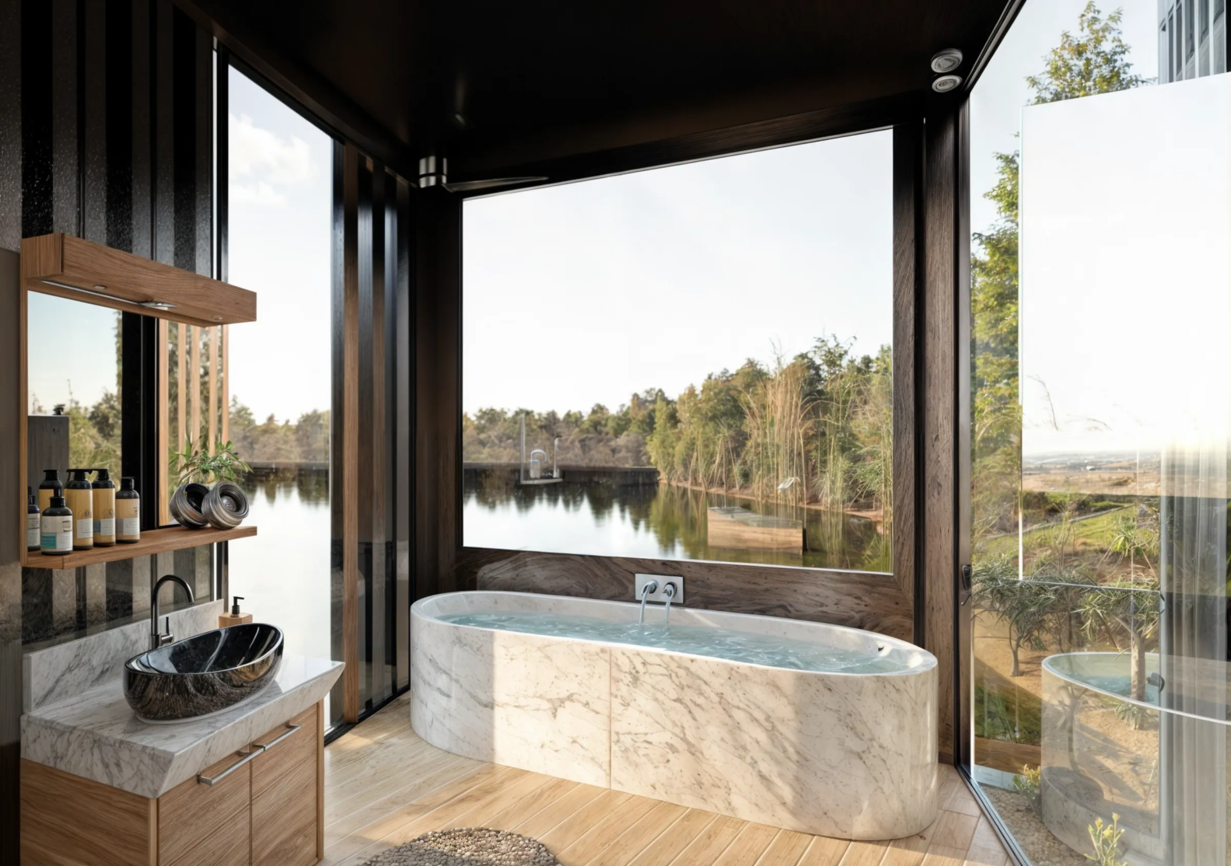 Baño de mármol con vistas – KSFO Madrid