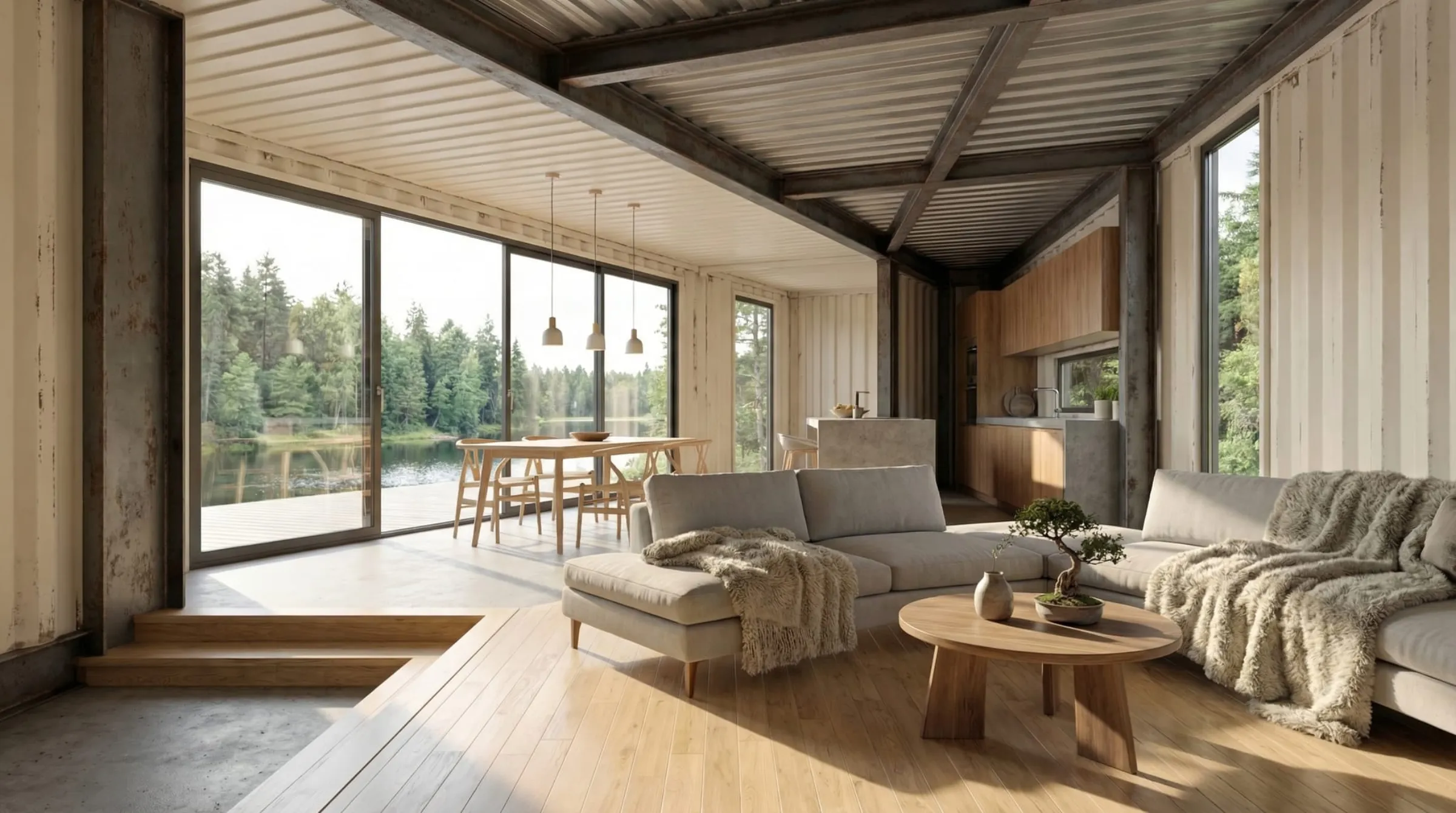 Render 3D salón cocina – KSFO Madrid